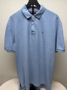 Tommy Hilfiger Light Blue Men's Polo Shirt with Logo